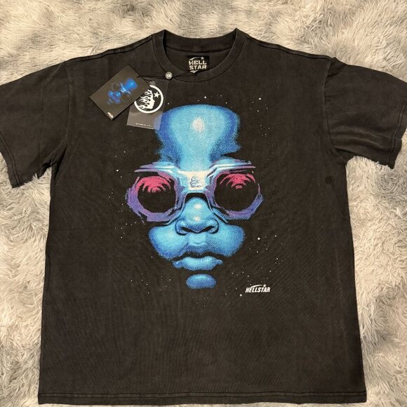 Hellstar Other - Hellstar The Future Is Hellstar Blue Face T-Shirt Mens Size Medium Large or XL